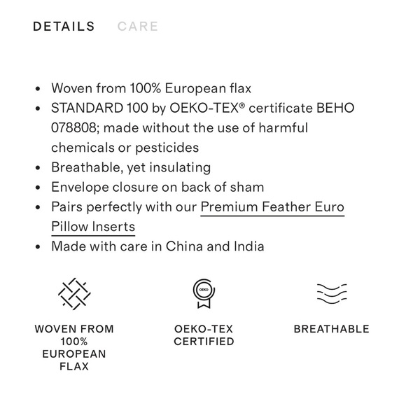 QUINCE European Linen Stripe Euro Sham Natural White Mini Pinstripe 1148 1450 - Picture 2 of 11